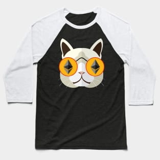 Ethereum Cat Hipster Baseball T-Shirt
